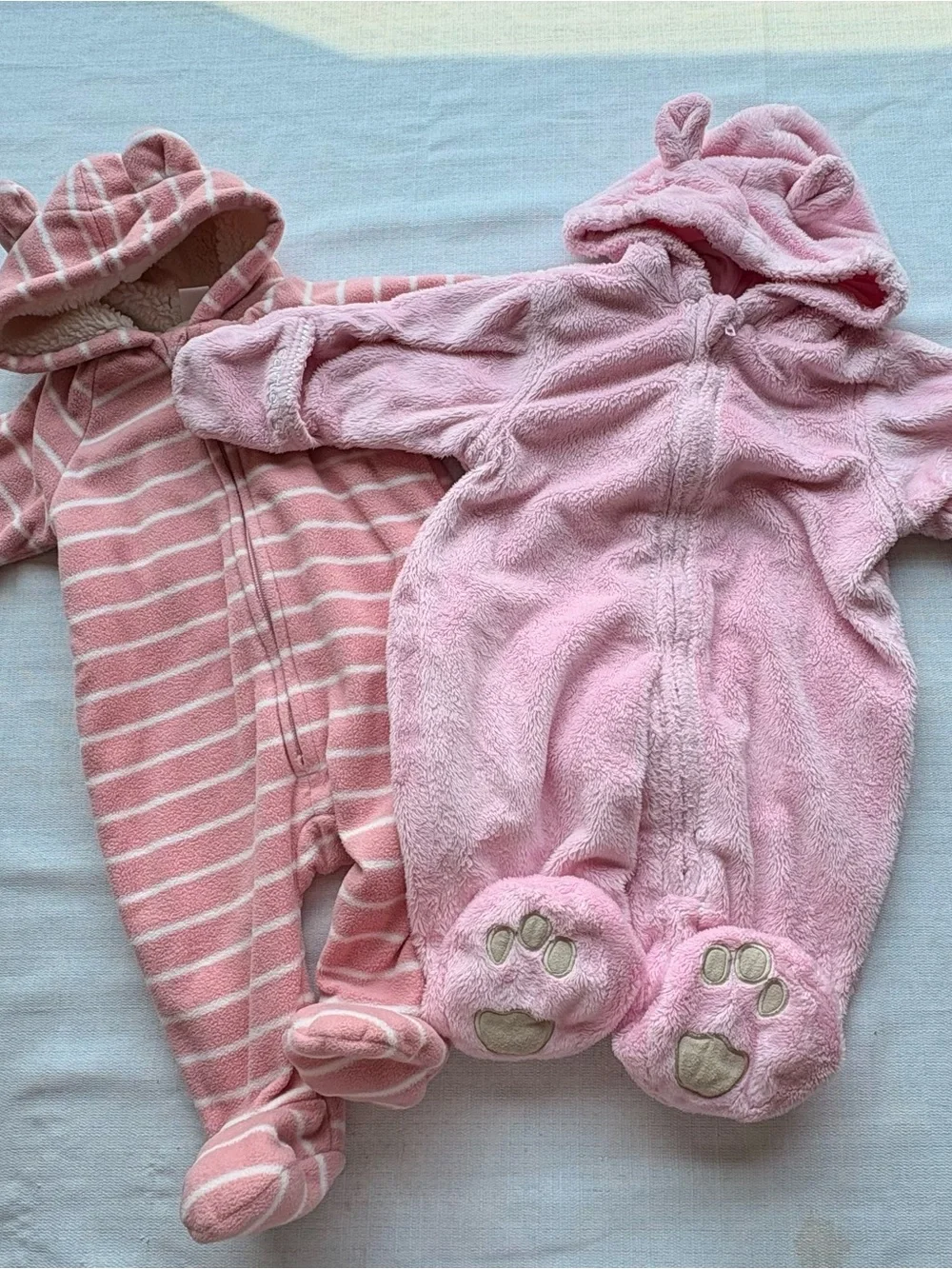 Baby Girls 3-6 Months Sleep Gown & Fleece Bear Bunting Suit Lot 4 Piece